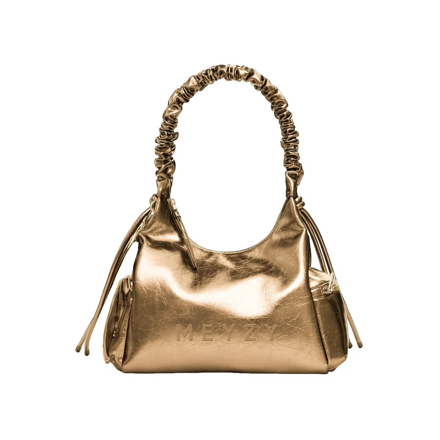 metal leather pleated handle handbags